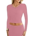 thumbnail image 5 of Sweet Hearts 2 Piece Sets for Women- Casual Modal Solid Maxi Skirt Long Sleeve Crop Tops Womens 2 Piece Outfits Fall Made in USA (Pink, Medium), 5 of 7