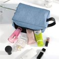 thumbnail image 4 of Double-Layer Fabric Travel Toiletry Bag - Sturdy, Spacious, with Handle/Hanging Rope, for Toiletries/Cosmetics/Stationery, 4 of 5