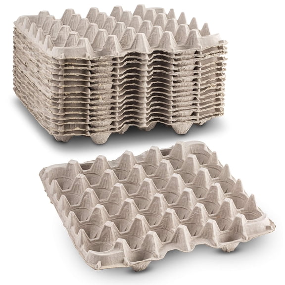 Pulp Fiber Egg Carton 30 Eggs, Large Egg Crate for Chicken Farm, Biodegradable Reble Egg Trays, Secure Storage for Duck Eggs, Made in , Gray