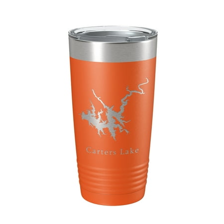 

Carters Lake Map Tumbler Travel Mug Insulated Laser Engraved Coffee Cup Georgia 20 oz Orange