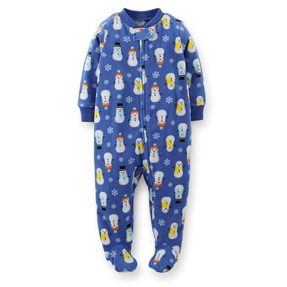 Carter's Baby Boys' Microfleece Sleeper (6 Months, Blue - Snowman)