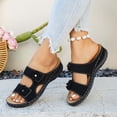 thumbnail image 4 of Hurxie Wedge Sandals for Women Dressy: Comfortable Walking Summer Low Platform Ankle Strap Open Toe Casual Dressy Women Flat Sandal Black 7, 4 of 7