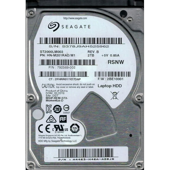 ST2000LM003 HN-M201RAD/M1 F/W: 2BE10001 Seagate 2TB