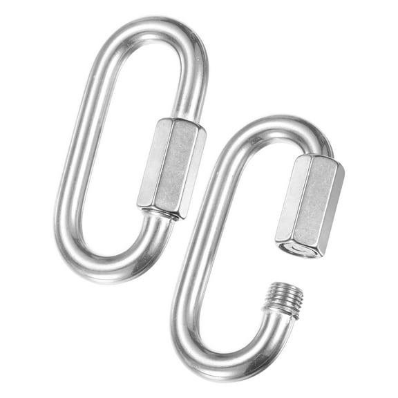 2-Pack Quick Chain Link Connector, M10 3/8 304 Stainless Steel D-Shape Locking Repair Chain Links for Swing/Camping/Hiking/Backpack, Twist Key Ring Screw Chain Link [Silver]