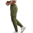 thumbnail image 4 of Pants for Men's Fashion Casual Solid Color Cargo Pockets Elastic Rope Waist Casual Cargo Pants Work Pants for Men Plus Size Army Green XL, 4 of 5