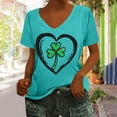 thumbnail image 2 of lcziwo Irish Shirts for Women 2025 Summer Short Sleeve T Shirt Cute Wine Glass Graphic Tees Loose Fit U Neck Blouses St. Patrick's Day Vacation Tops Sky Blue S Today Prime Sales, 2 of 5