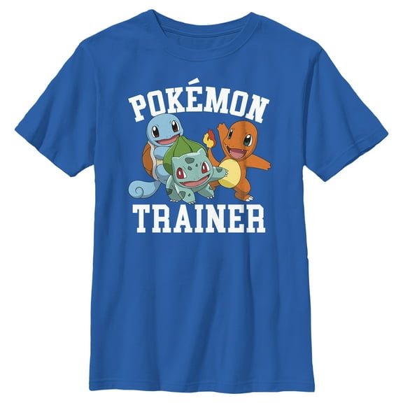 Boy's Pokemon Trainer Characters Graphic Tee Royal Blue Small