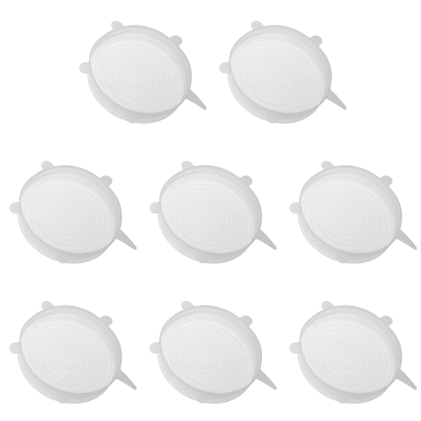 8uds. Tapas de silicona elásticas reutilizables resistentes al calor para envolver alimentos (16 cm)