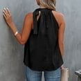 thumbnail image 4 of HOWPAY Womens T Shirts Sleeveless Loose Fit Crew Neck Basic Tee Tops Casual Letter Print Summer Lightweight Cozy Soft Baggy Y2K Streetwear Black L, 4 of 6