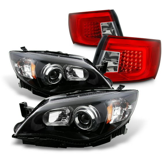 AKKON - For 08-11 Subaru Impreza & 12-14 WRX LED Bar Tail Lights Housing   Projector Headlight - Black