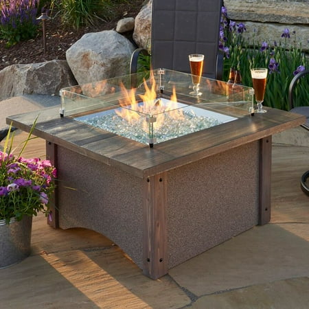 Outdoor GreatRoom Pine Ridge 43 in. Square Fire Pit Table with Free Burner Cover and Optional Glass Guard