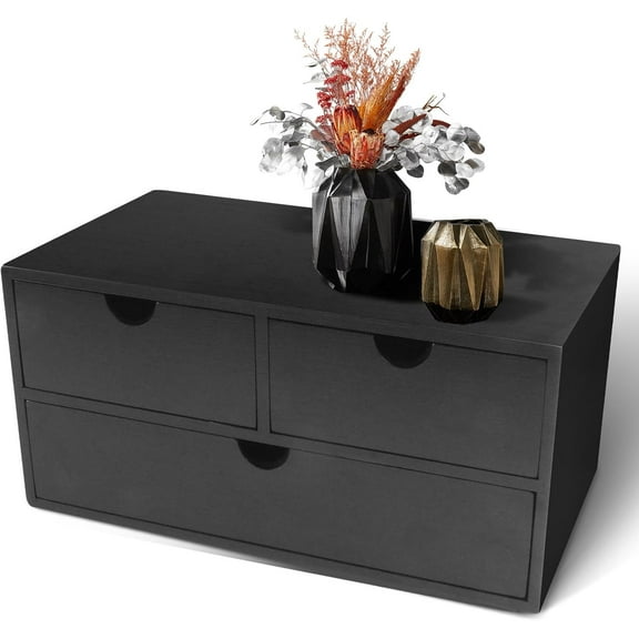 Desk Organizer with Drawers Countertop Drawer Organizer Drawers for Desk Top Home Office Workspace Bathroom Toiletries Supplies (black)