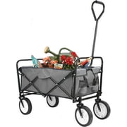 LUDOSPORT Collapsible Folding Outdoor Utility Wagon Garden Grocery Wagon Cart Gray