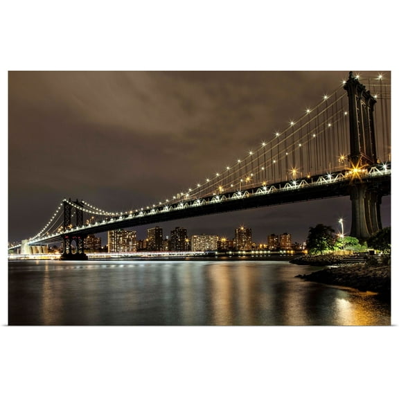 Great BIG Canvas | Rolled Scott Stulberg Poster Print entitled The Manhattan Bridge in NYC after dark