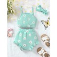 thumbnail image 2 of Bagilaanoe 2pcs Toddler Baby Girl Shorts Set Flower Sleeveless Camisole Tops + Shorts + Hairband 6M 9M 12M 18M 24M Kids Casual Summer Clothes, 2 of 9