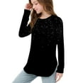 thumbnail image 7 of Hxshgdsn Girls Strip T Shirt Long Sleeve Crew Neck Pullover With Side Slit Hem Trendy Soft Comfy Tops Black 1 11 Years, 7 of 7