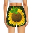 thumbnail image 2 of Lsque Sunflower Printed Women's Running Shorts with Liner Pockets,Elastic Quick Dry Workout Athletic Gym Yoga Shorts,Womens High Waist Shorts-X-Large, 2 of 9