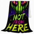 thumbnail image 2 of Extraterrestrial Alien Head Cosmic Nebula, Playful Woodland Scene, Warm Flannel Blanket for Cabin and Lodge, Celestial Art Lovers Housewarming Gift, Fantasy Home Decor, 2 of 9