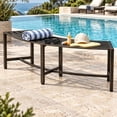thumbnail image 2 of Ktaxon Metal Backless Bench, 55.5 in 2 Person Slatted for Patio Garden Yard Lawn, Bronze, 2 of 12