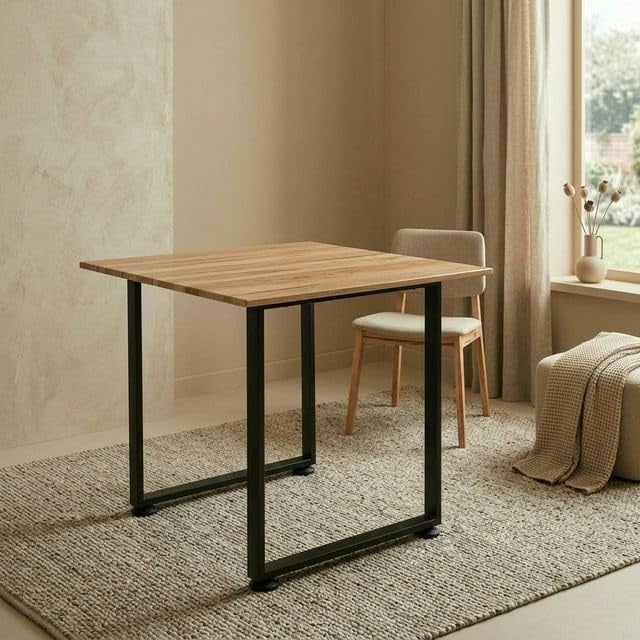Mesa de comedor para 4 personas de estilo industrial minimalista moderno. Perfecto para restaurantes, restaurantes, cafeterías. acero negro,Café