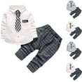 thumbnail image 4 of Odeerbi Toddler Boys Fall Outfits Uniform Dress Shirt Plaid Suit Pants Set Fashion Long Sleeve Shirts Long Pants Ties Three Piece Set Children Clothing Gray, 4 of 4