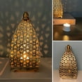 thumbnail image 4 of Moroccan Inspired Hollow Metal Ramadan Candle Lantern Holder - Decorative Lantern for Ramadan, Eid Mubarak, Indoor Outdoor Decor, Vintage Gold Hanging Candle Lantern for Home, Patio, Porch, 4 of 6