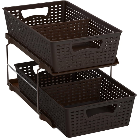 Organizador de baño Simple Houseware de 2 niveles, marrón