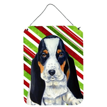 Carolines Treasures LH9239DS1216 Basset Hound Candy Cane Holiday Christmas Wall or Door Hanging Prints 12WX16H
