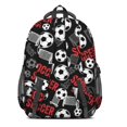 thumbnail image 2 of Football and Goal Black Pattern Backpack for School, Cute School Bag with Adjustable Shoulder Straps and Padded Back, 16.9"x12.6"x5.9", 2 of 4