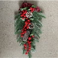 thumbnail image 6 of 2 Pcs Christmas Swags Christmas Teardrop Swag Winter Swag Teardrop Ornament Xmas Swag Wreath Decorative Props Pendant Wall Hanging with Frosted Pine Red Berries Red Bow for Front Door Decor, 6 of 7