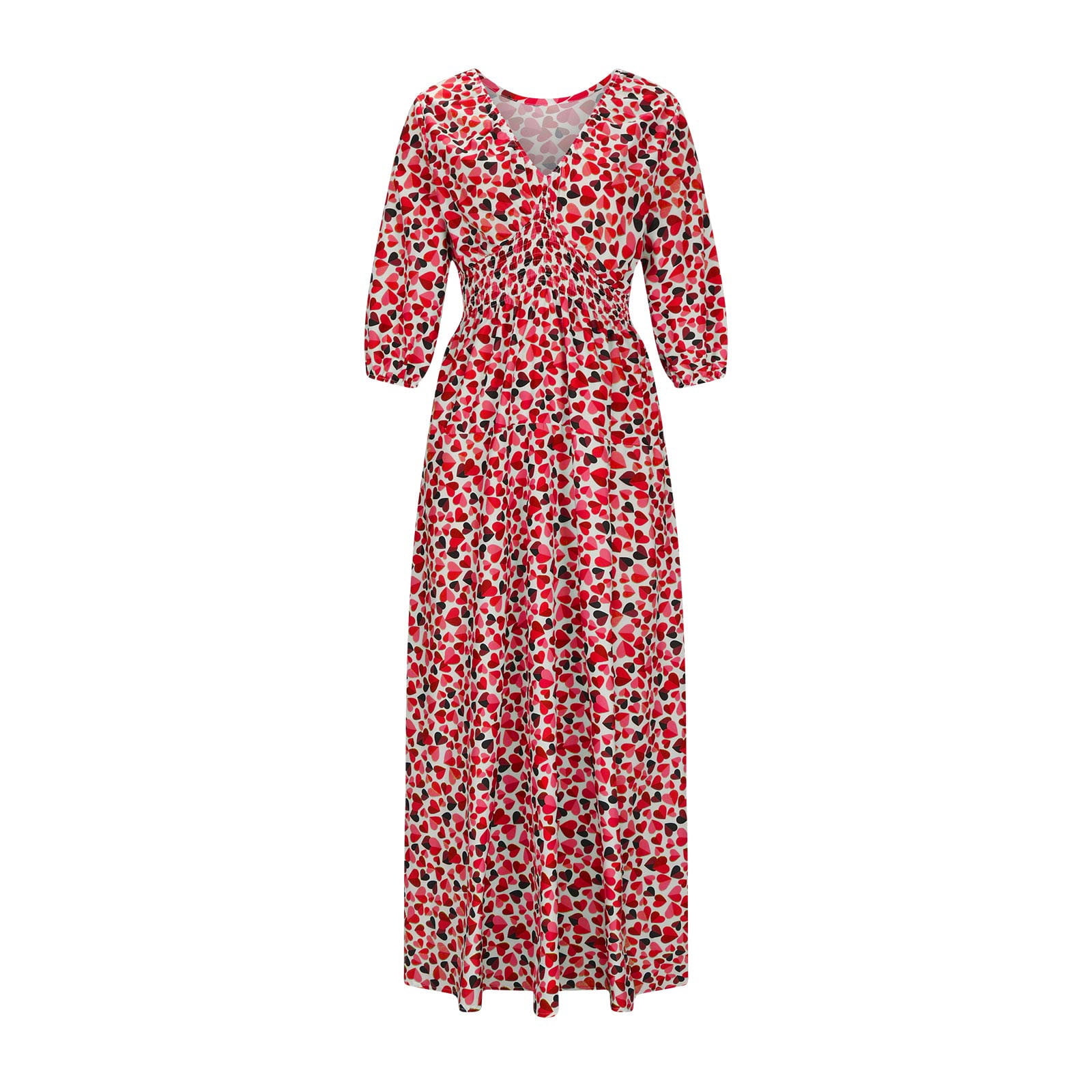 Plus Size Maxi Dress for Women Sexy Deep V Neck 3/4 Sleeve Boho Print Long Dress Wedding Party Casual Dress