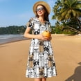thumbnail image 4 of Disketp French Bulldog 2 para Vestido de Manga Corta para Mujeres, Vestidos de Verano para Mujeres, Casual y Holgado para la Playa, 4 of 6