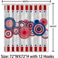 thumbnail image 3 of 4th of July Shower Curtain for Bathroom Patriotic Independence Day American Flag Star Swirl Decoration Pom Poms Flowers Shower Curtain Set with Hooks 72''''X72'''', 3 of 6