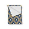 thumbnail image 2 of Ethnic Soft Flannel Fleece Throw Blanket, Vintage Tile Ornament Diagonal Pattern with Art Influences, Cozy Plush for Indoor and Outdoor Use, 50" x 70", Blue Orange Beige, by Ambesonne, 2 of 5