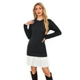 thumbnail image 5 of NAYTOAO Women's Crewneck Cable Knit Long Sleeve Sweater Dress with Pleated Hem Fall Winter Casual Pullover Mini Sweater Dress, 5 of 7