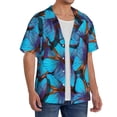 thumbnail image 2 of Fuzoiu Blue Butterflies Print Men's Casual Short,Men's Short Sleeve Shirt,Mens Casual Button Down Shirts,Cuban Collar Summer Shirt for Beach, Vacation, and Outdoor Activities-3X-Large, 2 of 5