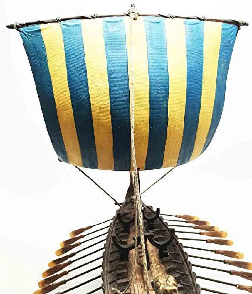 Scandinavian Viking Middle Ages War Ship Vessel Battle Longship Prototype Sculpture Figurine With Stand