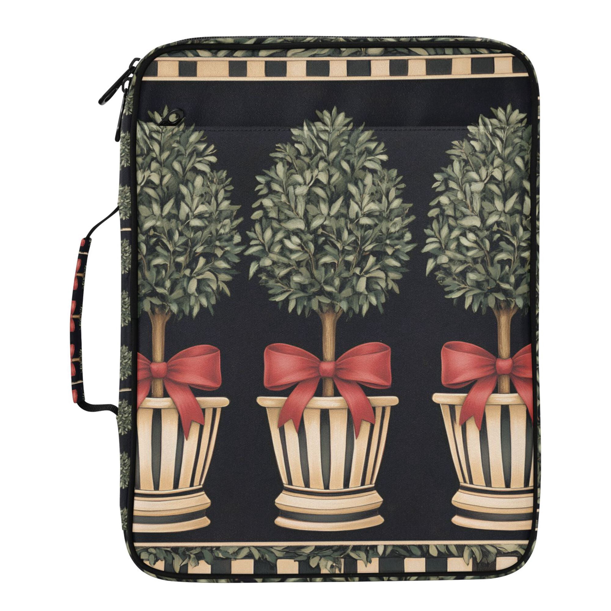 FORMRS Accordion File Folder A4 Size 7-Pocket Expanding Document Organizer Bag with 3 Ring Binder, Beige Striped Trees