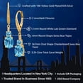 thumbnail image 2 of Gem Stone King 18K Yellow Gold Plated Silver Swiss Blue Topaz and White Lab Grown Diamond Dangle Earrings for Women (5.24 Cttw, Oval Checkerboard 9X7MM), 2 of 4