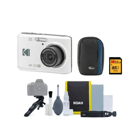 Kodak PIXPRO FZ45 Friendly Zoom Digital Camera (White) with SD Card Case Bundle