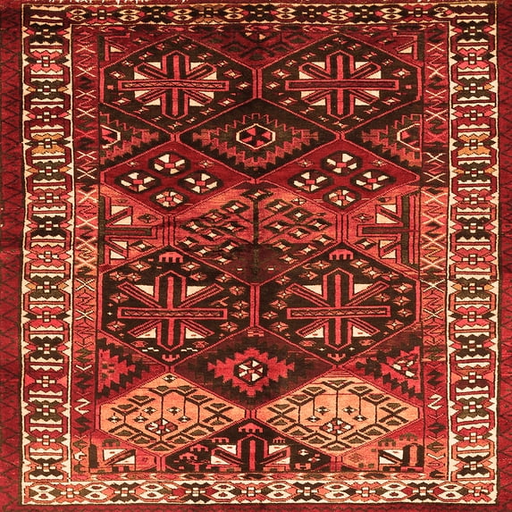 Ahgly Company Indoor Square Persian Orange Traditional Area Rugs, 7' Square