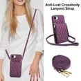 thumbnail image 2 of Crossbody Wallet Case for iPhone 16e, Purse Magnetic Clasp RFID Blocking Card Holder, Elegant PU Leather Flip Kickstand Shockproof Protective Cover for iPhone 16e, Darkpurple, 2 of 8