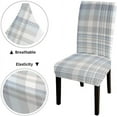 thumbnail image 5 of Plaid Slip Covers for Dining Chairs Set of 6 Seamless Plaid Check Pattern in Blue Grey Pale Beige and White Stretch Dining Chair Cover Washable Spandex Kitchen Parsons Chair Slipcovers, 5 of 5