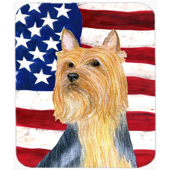 Usa American Flag With Silky Terrier Mouse Pad, Hot Pad Or Trivet