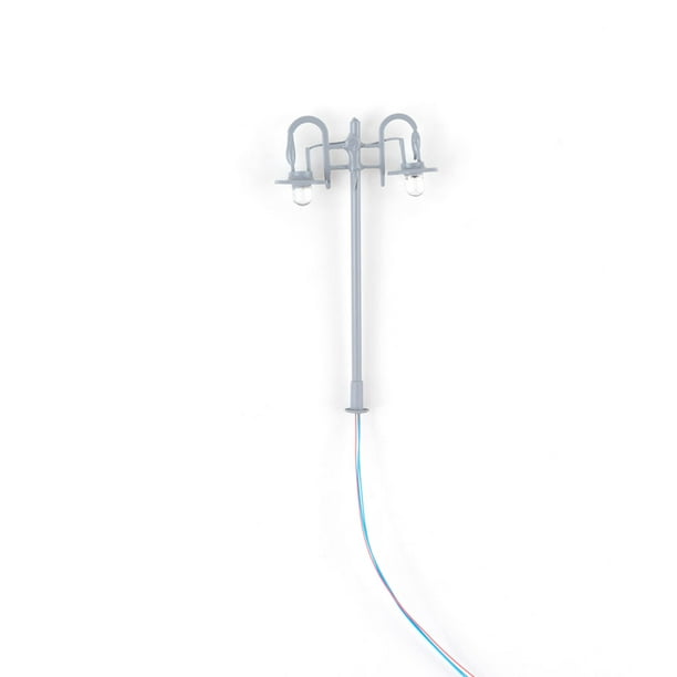 Matsuzay Modelo de poste de luz para el hogar, diseño de Micro paisaje, decoraciones, luz LED de vía férrea, lámpara de pista de cabezas, Artesanía Gris (1:150) (Cálido)