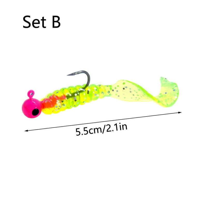 BE-TOOL Soft Plastic Lures Set Fishing Baits with Barbed Hooks for