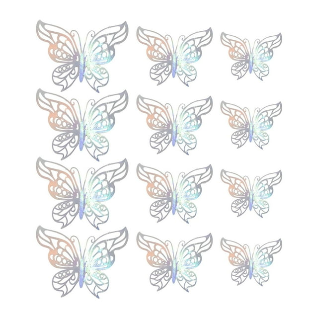 12 piezas de pegatinas de pared con diseño de mariposa hueca en 3D para decoración de pared, 3 tamaños para decoración de coronas y globos Multi