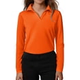 thumbnail image 2 of Girls Polo Shirt Kids Golf Long Sleeve School Uniform Toddler Girls Fall Collared T Shirt Dress Athletic Clothes,Orange,3-4 Years, 2 of 5