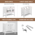 thumbnail image 2 of 36" Bathroom Vanity Cabinet Base Only, Sinkless with 2 Cabinets & Drawers, Open Shelf, Solid Wood Frame, White, 2 of 9