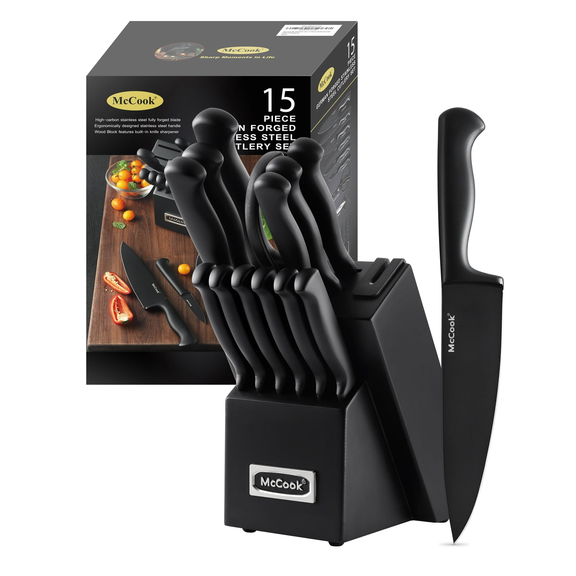 Black/Wood Knife Block